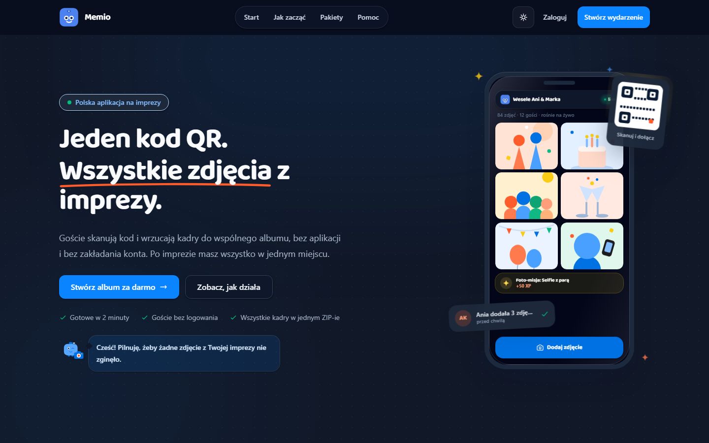 Zrzut ekranu projektu Memio
