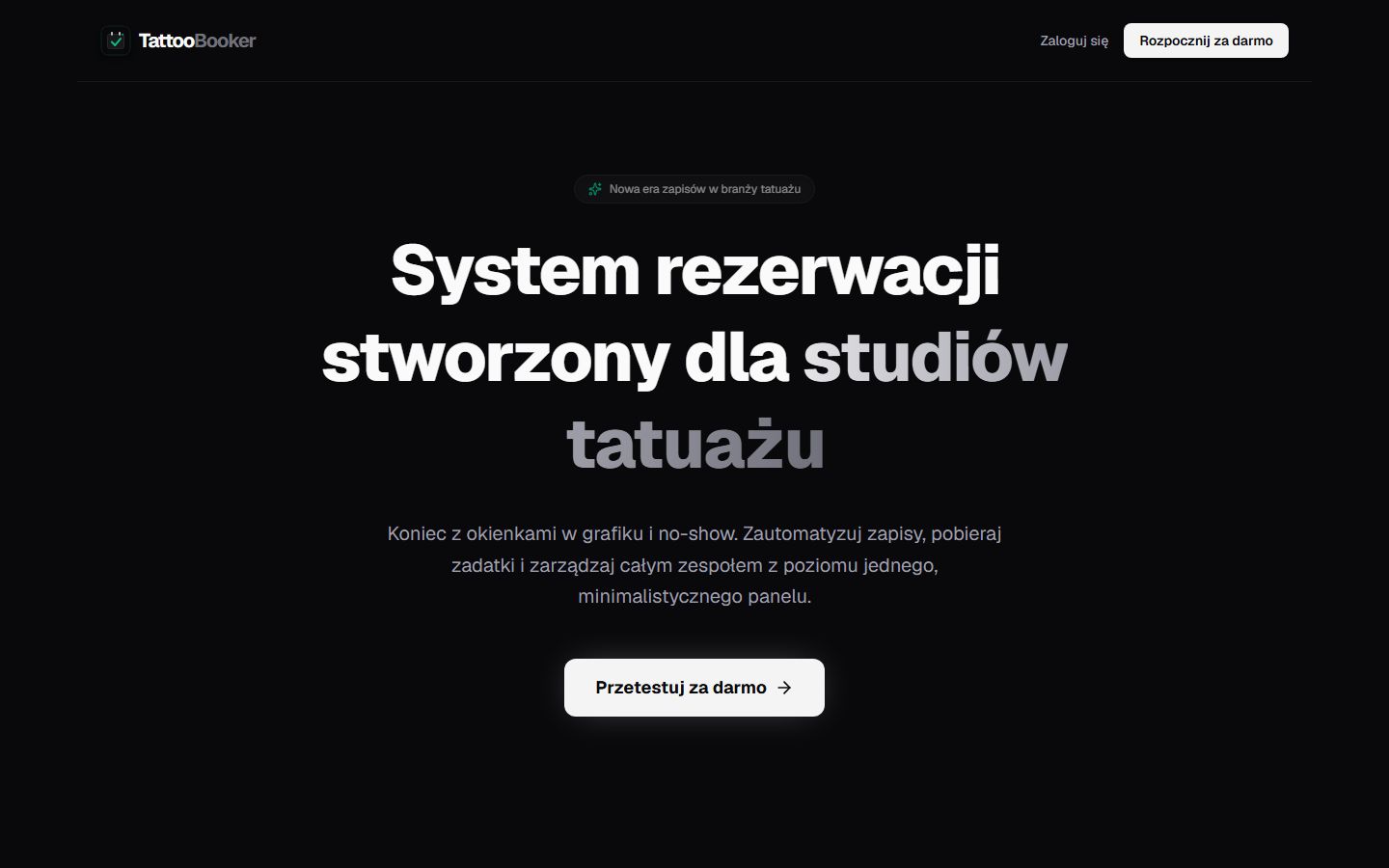 Zrzut ekranu projektu TattooBooker